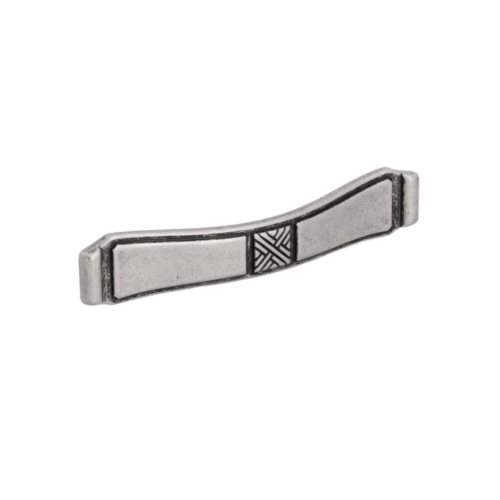 Poignée pour meubles en zamac Entraxe 96mm Vieil argent brillant Lot de 6 - Gris / argent, Zamak