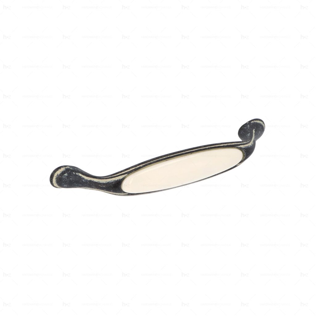 Poignée pour meubles en zamac et Porcelaine Entraxe 128mm Ivoire rustique - Beige, Zamak