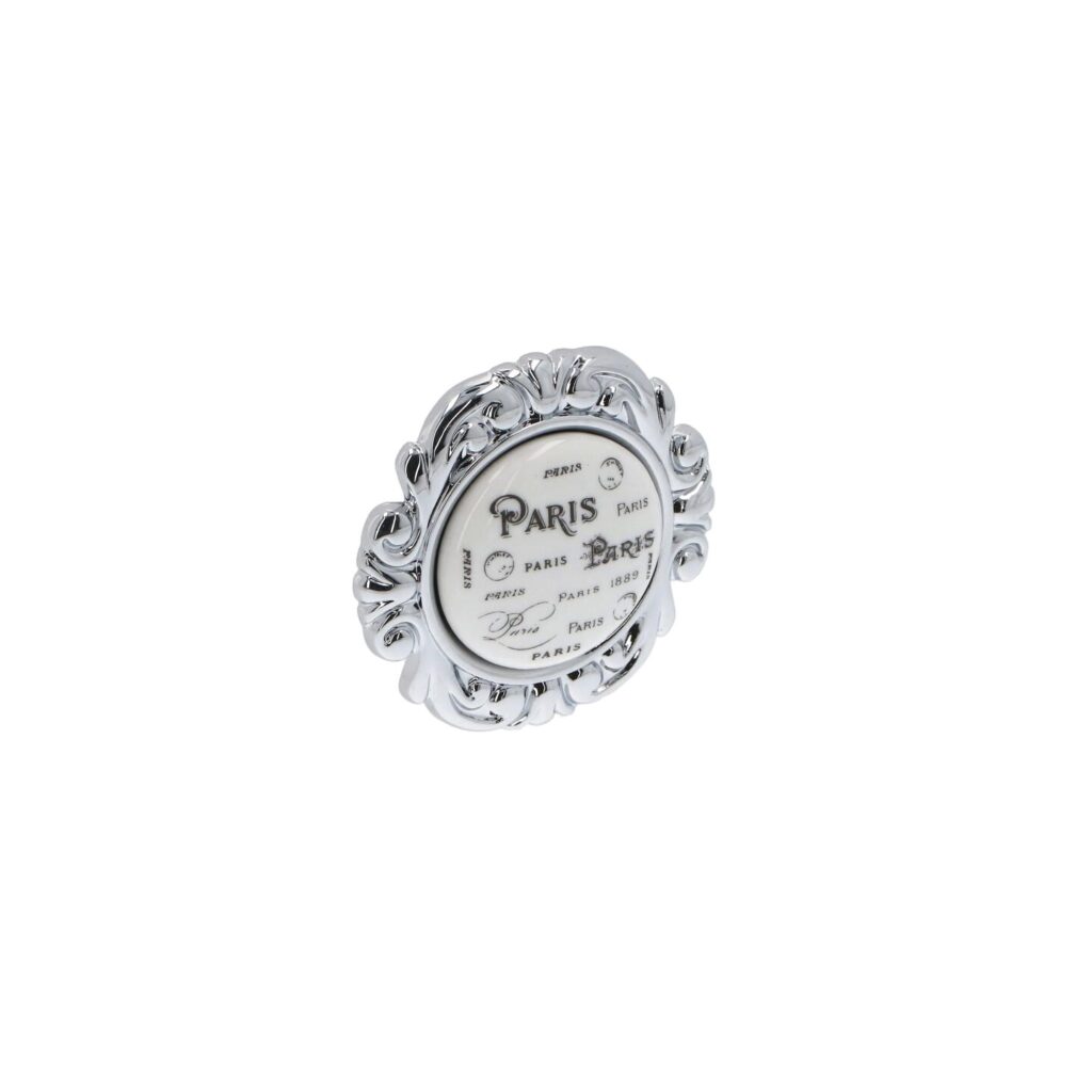 Bouton pour meubles en zamac et Porcelaine Diamètre 45mm chrome poli Lot de 25 - Gris / argent, Zamak