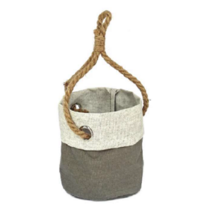 Petit panier suspendu en tissu gris, 15 cm de diamètre x 15 cm de hauteur - Gris / argent, Mélange de tissus