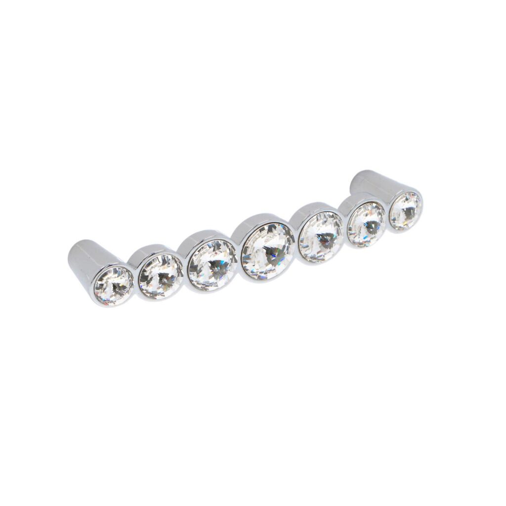 Poignée pour meubles en zamac et cristal Entraxe 96mm chrome poli - Gris / argent, Zamak