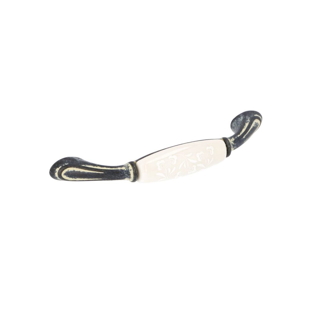 Poignée pour meubles en zamac et Porcelaine Entraxe 96mm Ivoire rustique Lot de 25 - Beige, Zamak