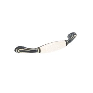 Poignée pour meubles en zamac et Porcelaine Entraxe 96mm Ivoire rustique – Beige, Zamak