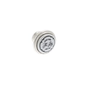Bouton pour meubles en zamac et Porcelaine Diamètre 35mm Venise argenté – Blanc, Zamak