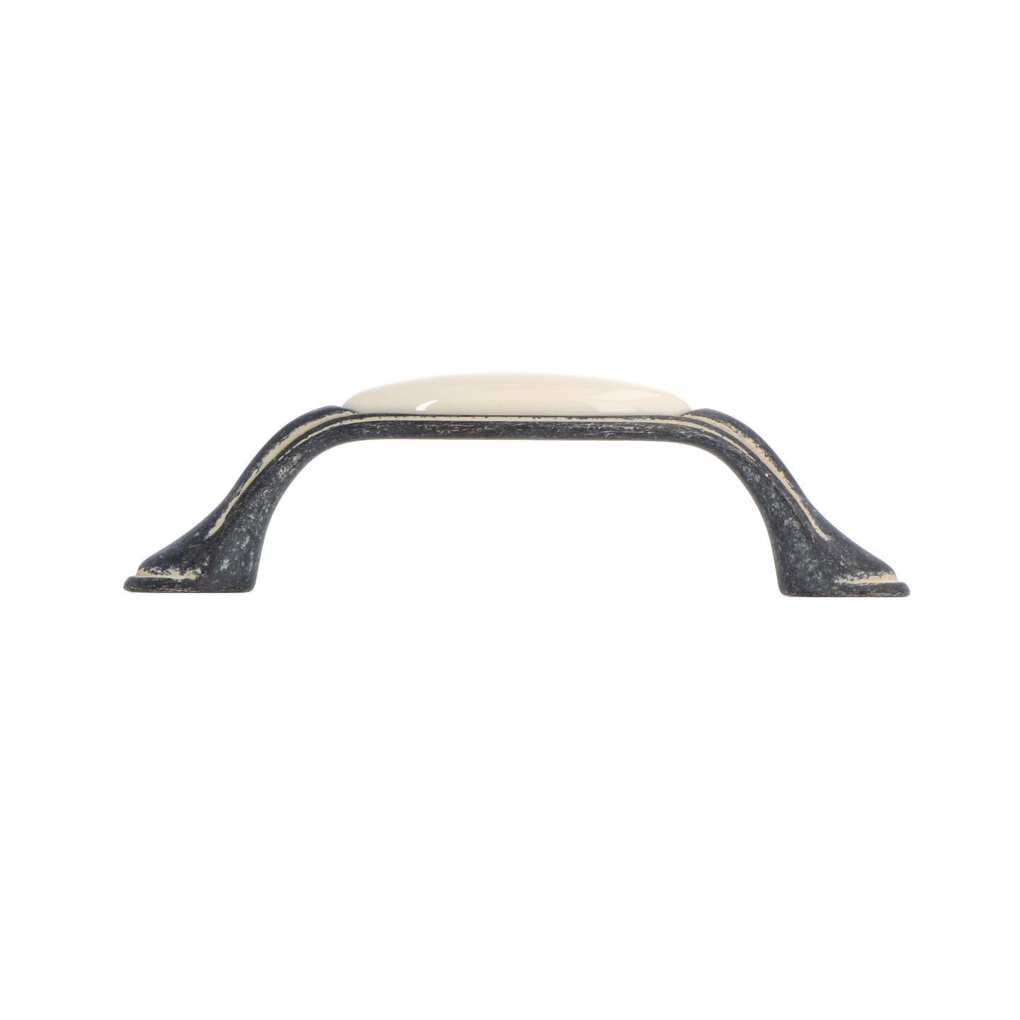 Poignée pour meubles en zamac et Porcelaine Entraxe 96mm Ivoire rustique - Beige, Zamak - imagine 2