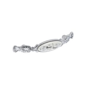 Poignée pour meubles en zamac et Porcelaine Entraxe 96mm chrome poli - Gris / argent, Zamak