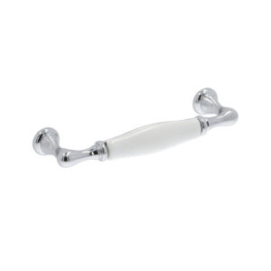 Poignée pour meubles en zamac et porcelaine Entraxe 96mm chrome poli - Gris / argent, Zamak
