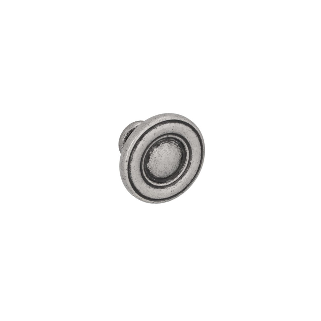 Bouton pour meubles en zamac Diamètre 35mm Vieil argent brillant Lot de 6 - Gris / argent, Zamak