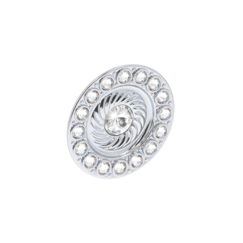 Bouton pour meubles en zamac et cristal Diamètre 60mm chrome poli - Gris / argent, Zamak