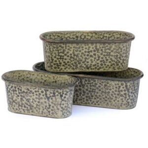 Jardinières ovales en métal 2 de 20x10,5 x h9cm plus 2 de 25x10,5 x h9cm plus 2 de 30x10,5 x h9cm lot de 2 - Gris / argent