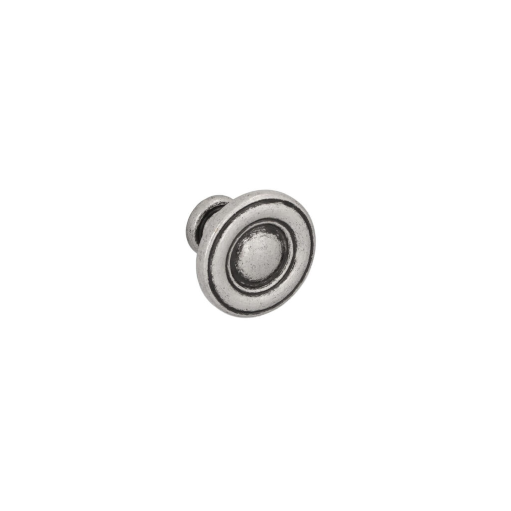 Bouton pour meubles en zamac Diamètre 31mm Vieil argent brillant Lot de 25 - Gris / argent, Zamak