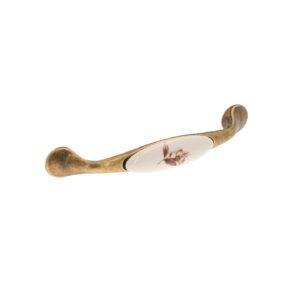 Poignée pour meubles en zamac et porcelaine Entraxe 128mm Florence antique - Marron, Zamak