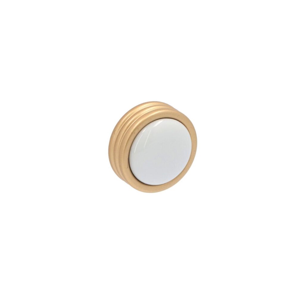 Bouton pour meubles en zamac et Porcelaine Diamètre 34mm Alucover laiton Lot de 25 - Jaune / doré, Zamak