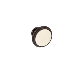 Bouton pour meubles en zamac et Porcelaine Diamètre 35mm Brun alu Lot de 25 – Marron, Zamak