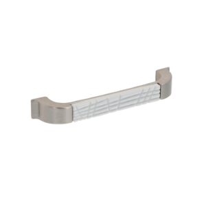 Poignée pour meubles en zamac et porcelaine Entraxe 128mm Vernis nickel satiné - Gris / argent, Zamak