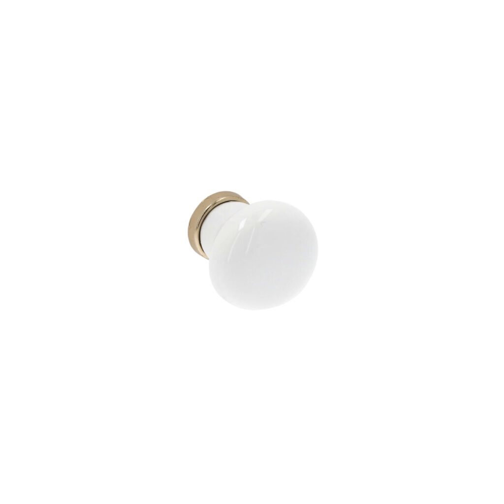 Bouton pour meubles en zamac et Porcelaine Diamètre 28mm plaqué or - Jaune / doré, Zamak