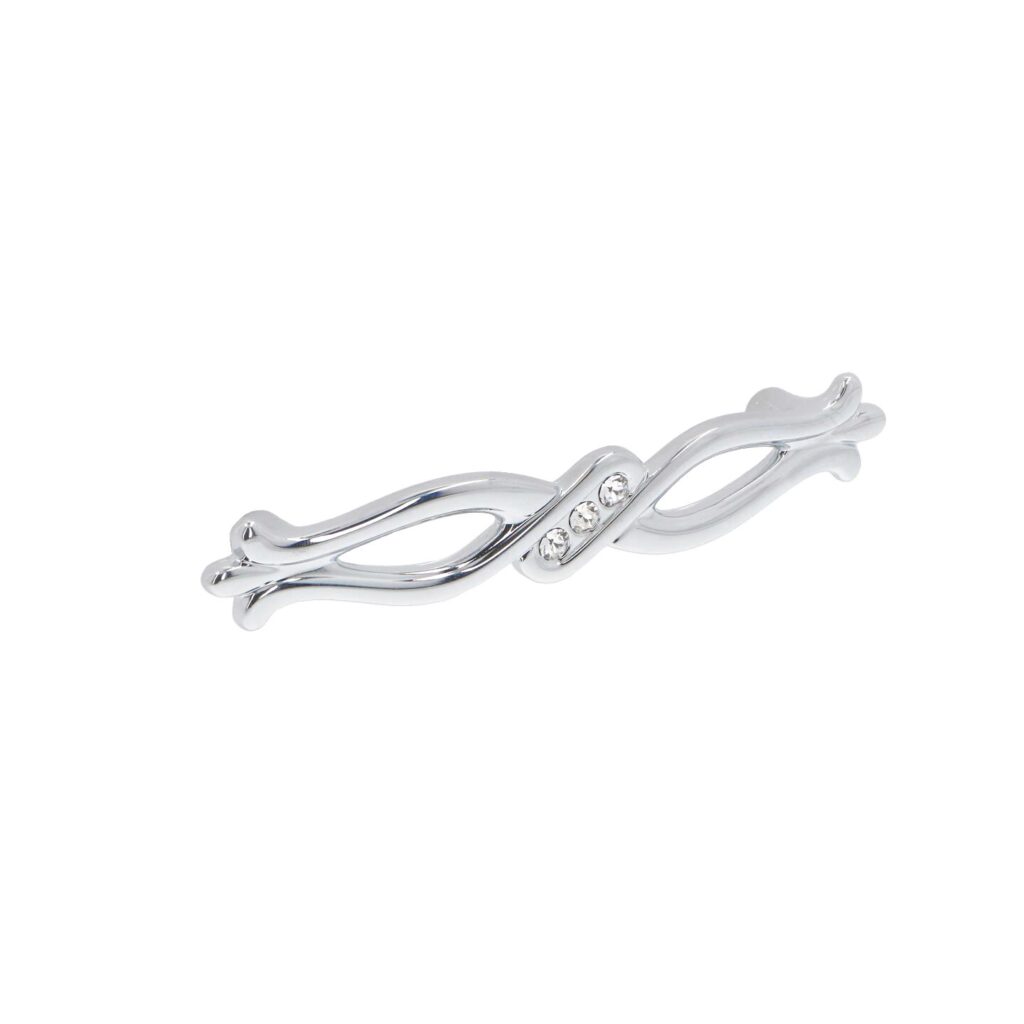 Poignée pour meubles en zamac et cristal Entraxe 96mm chrome poli - Gris / argent, Zamak