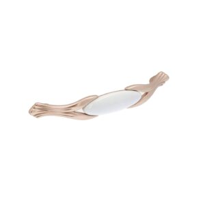 Poignée pour meubles en zamac et Porcelaine Entraxe 128mm Or mat rose – Zamak