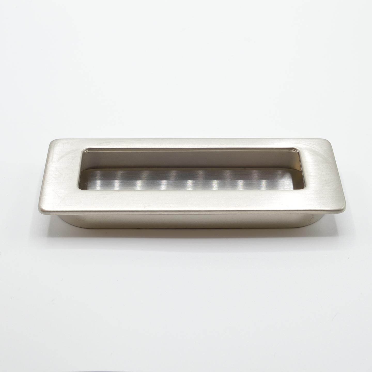 Poignée cuvette rectangulaire de meuble en zamac 113x42 mm NICKELÉ BROSSÉ - Gris / argent, Zamak - imagine 3