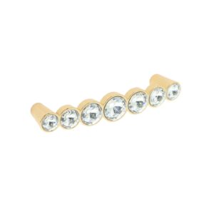 Poignée pour meubles en zamac et cristal Entraxe 96mm plaqué or Lot de 6 - Jaune / doré, Zamak