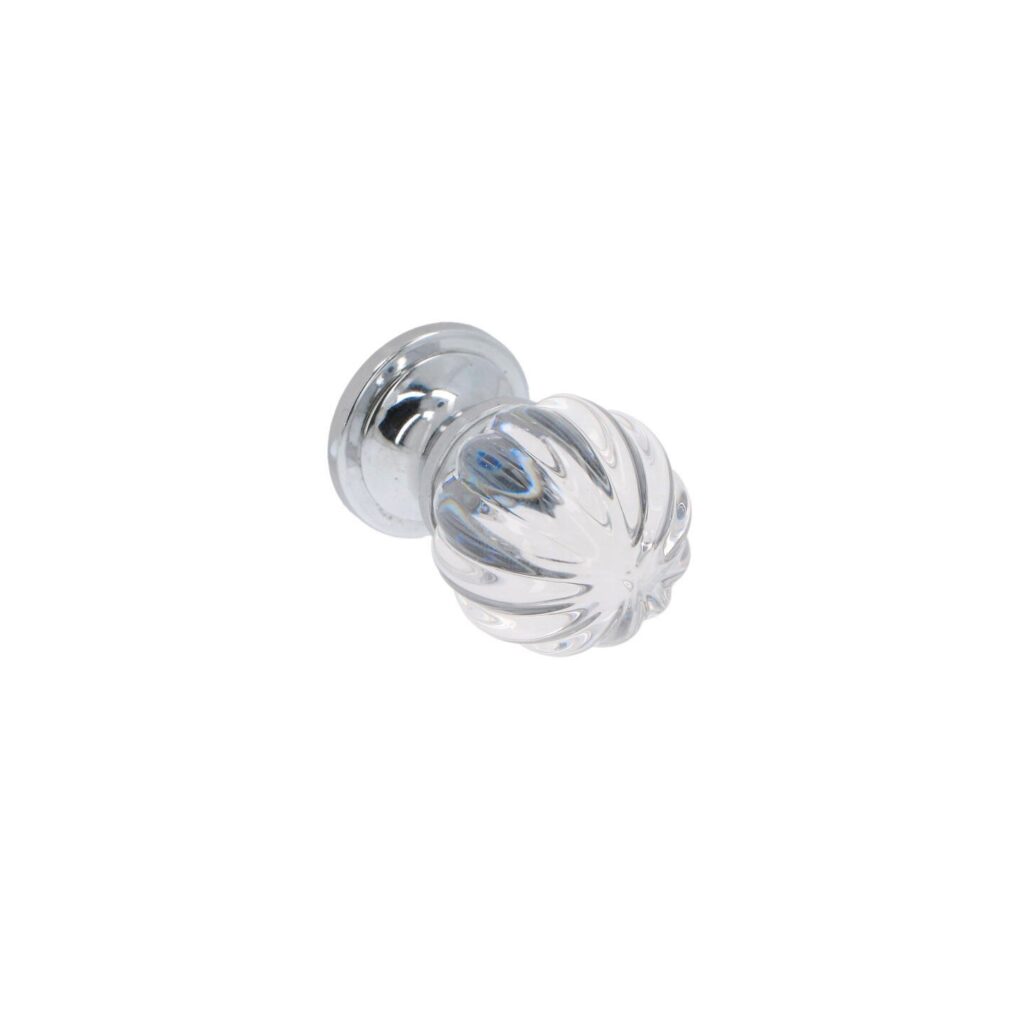 Bouton pour meubles en zamac et cristal Diamètre 30mm chrome poli Lot de 6 - Gris / argent, Zamak