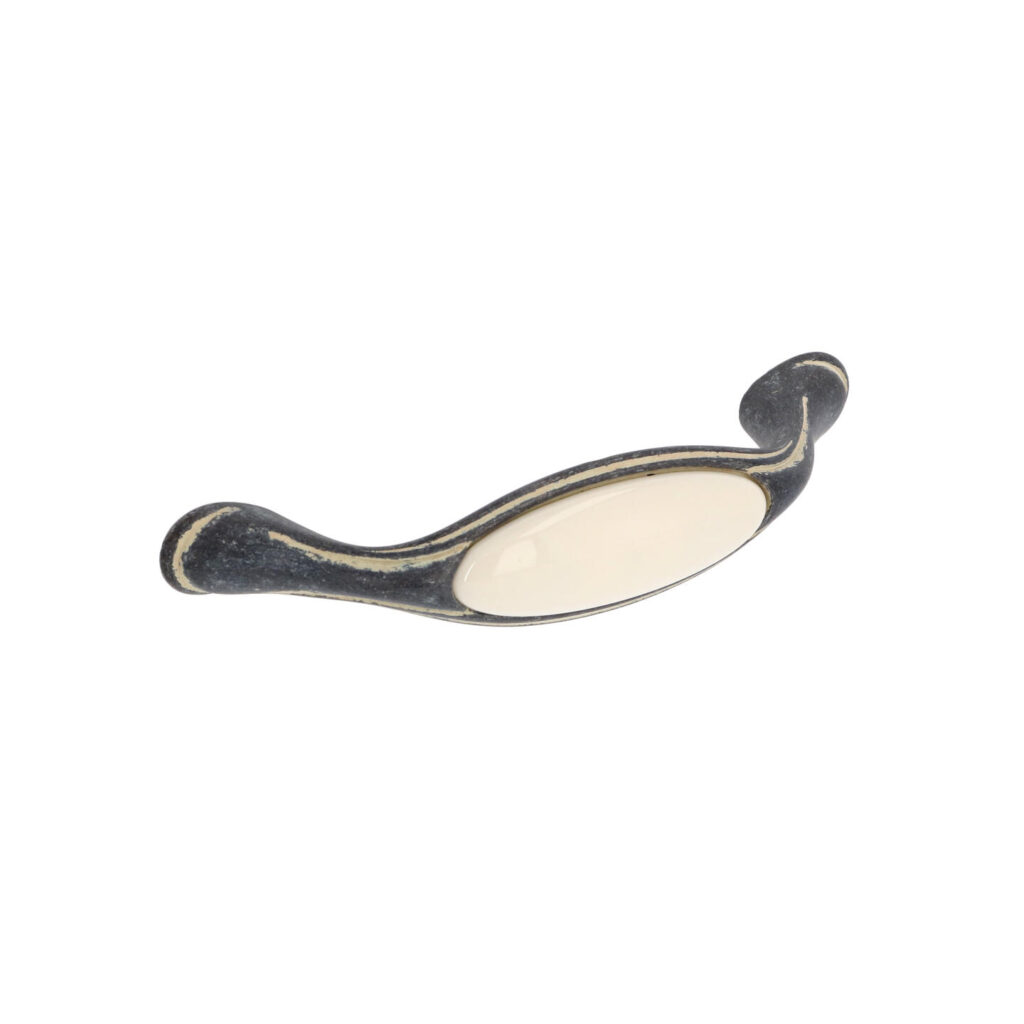 Poignée pour meubles en zamac et Porcelaine Entraxe 96mm Ivoire rustique Lot de 25 - Beige, Zamak