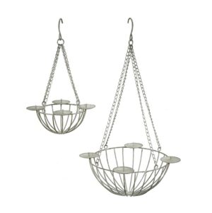 2 portes bougies suspendus 22x17 x h10/39cm et 35x28 x h15/60cm en fer gris - Gris / argent, Métal