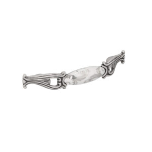 Poignée pour meubles en zamac et Porcelaine Entraxe 96mm Vieil argent brillant Lot de 6 – Gris / argent, Zamak