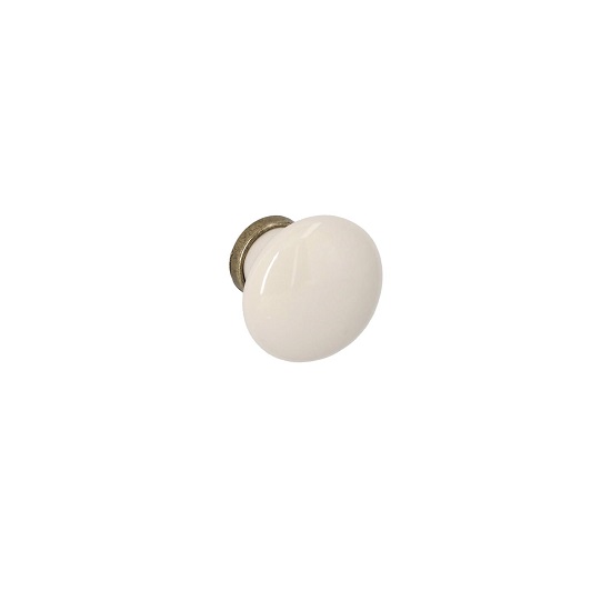 Bouton pour meubles en zamac et Porcelaine Diamètre 31mm Florence antique - Marron, Zamak