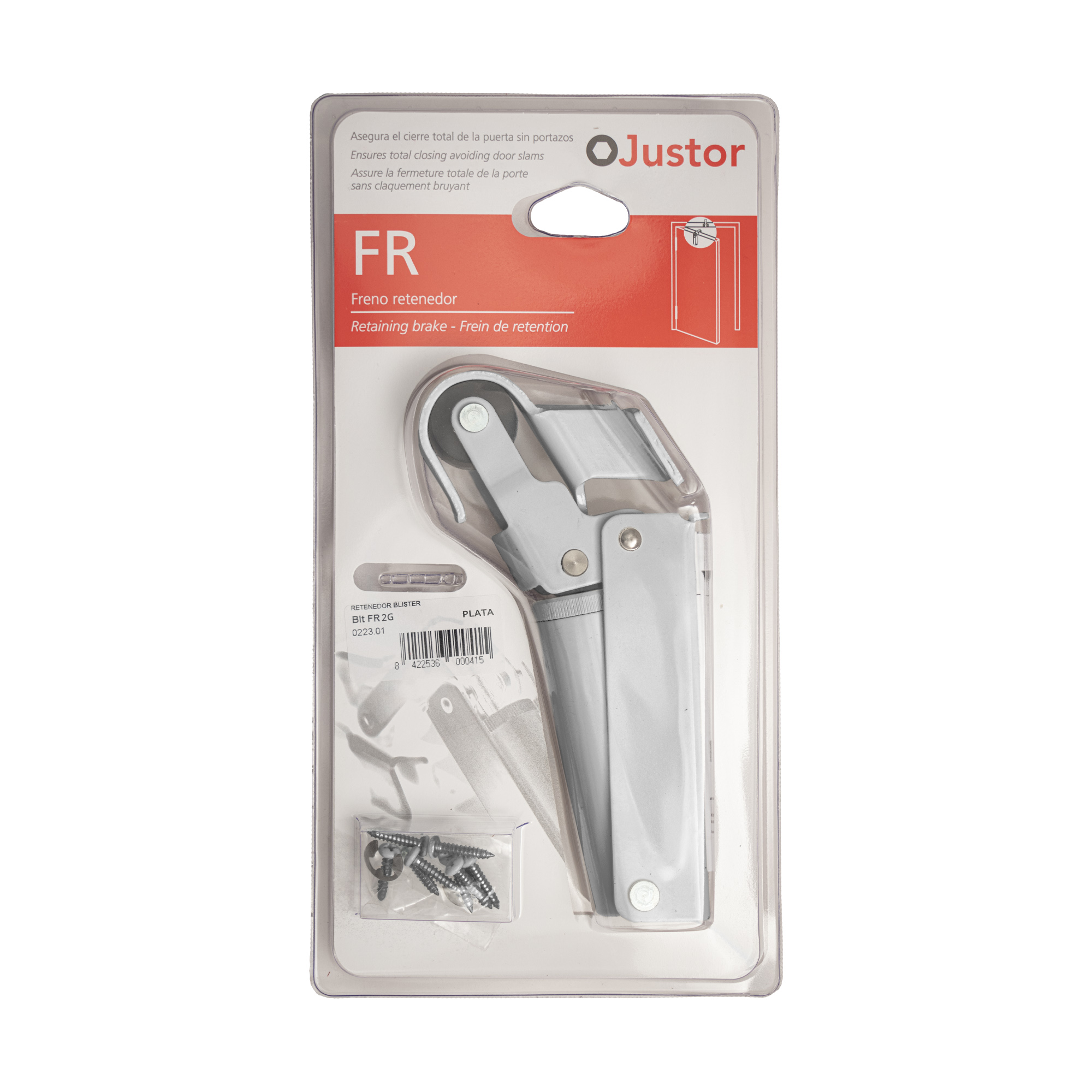 Frein de rétention Réglable force 60 a 80 N aluminium anodisé argent, pour porte jusqu’à 80 KG. - Gris / argent - Image 4