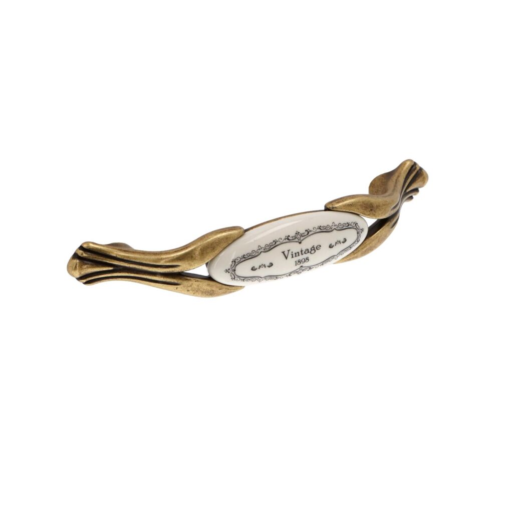 Poignée pour meubles en zamac et Porcelaine Entraxe 96mm Florence antique Lot de 25 - Marron, Zamak