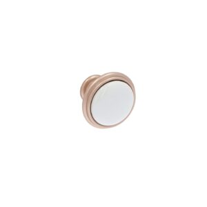 Bouton pour meubles en zamac et Porcelaine Diamètre 35mm Or mat rose – Zamak