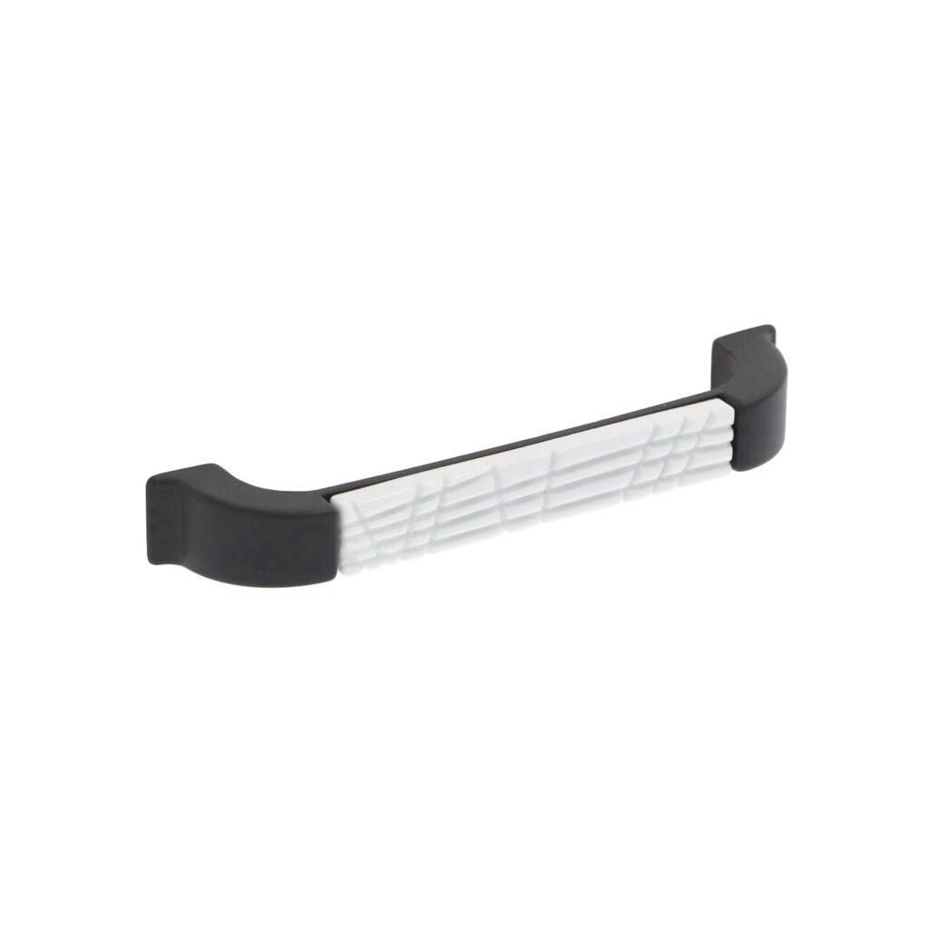 Poignée pour meubles en zamac et porcelaine Entraxe 128mm Vernis noir mat Lot de 6 - Zamak