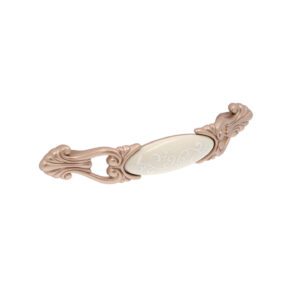 Poignée pour meubles en zamac et Porcelaine Entraxe 96mm Or mat rose – Zamak