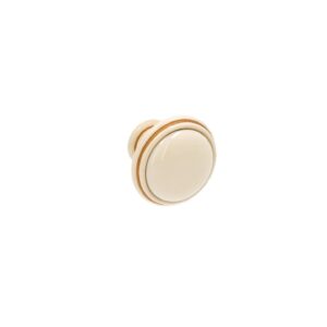 Bouton pour meubles en zamac et Porcelaine Diamètre 35mm Patine royale en or ivoire - Blanc, Zamak