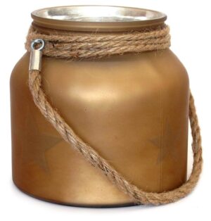 Bougeoir en verre doré, H 15,5 cm - Jaune / doré, Cristal