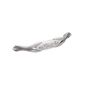 Poignée pour meubles en zamac et Porcelaine Entraxe 128mm Vieil argent brillant – Gris / argent, Zamak