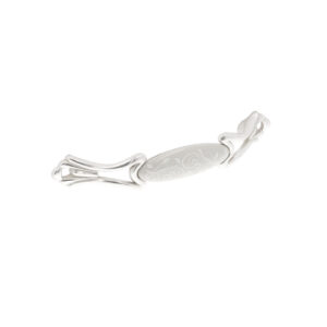 Poignée pour meubles en zamac et Porcelaine Entraxe 128mm Venise argenté – Blanc, Zamak