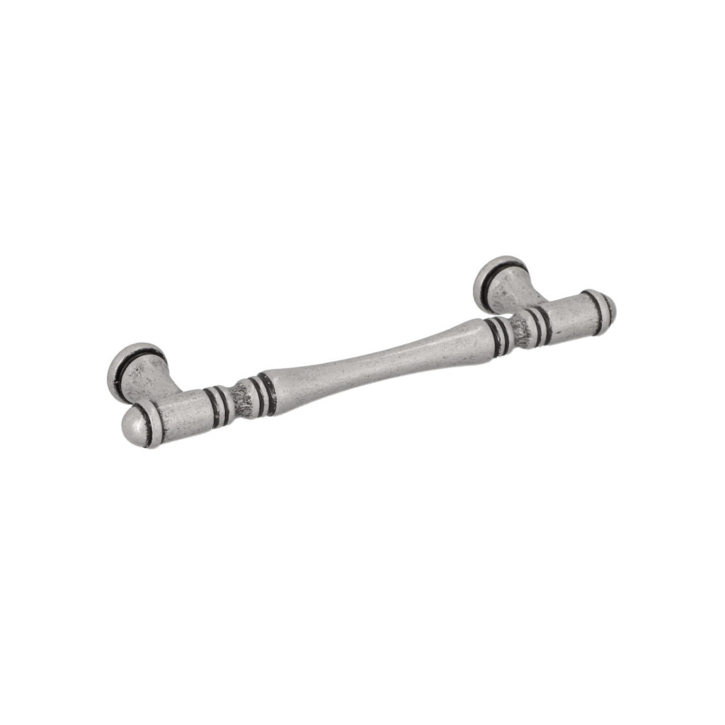 Poignée pour meubles en zamac Entraxe 96mm Vieil argent brillant Lot de 25 - Gris / argent, Zamak