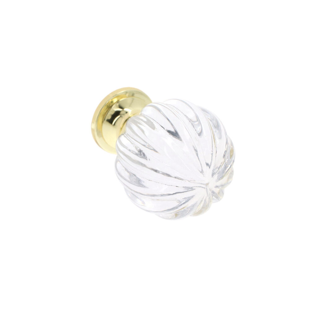 Bouton pour meubles en zamac et cristal Diamètre 45mm plaqué or - Jaune / doré, Zamak