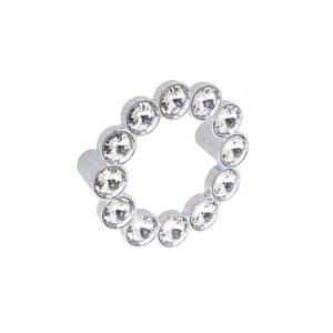 Bouton pour meubles en zamac et cristal Entraxe 64mm chrome poli – Gris / argent, Zamak