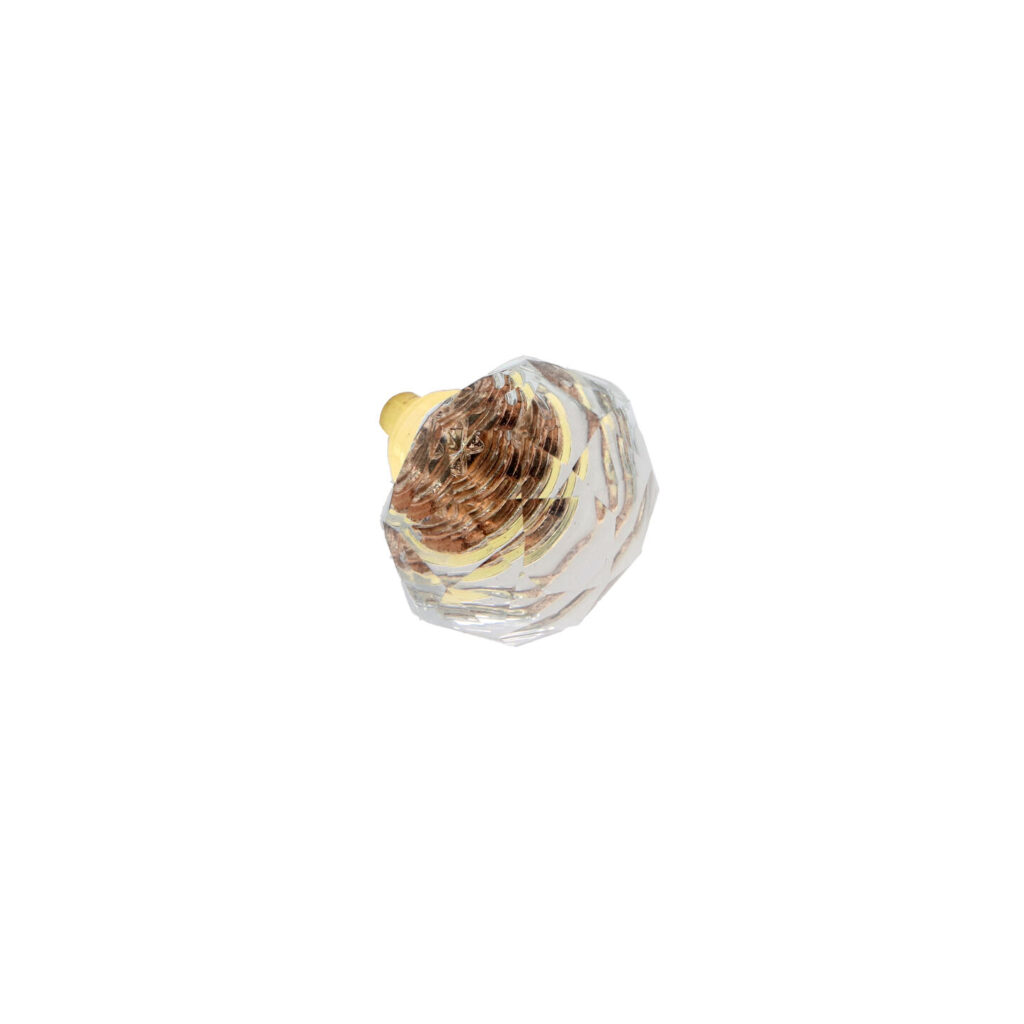 Bouton pour meubles en zamac et cristal Diamètre 33mm plaqué or - Jaune / doré, Zamak