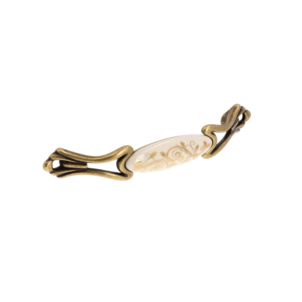 Poignée pour meubles en zamac et Porcelaine Entraxe 128mm Florence antique Lot de 25 - Marron, Zamak