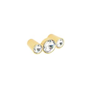 Bouton pour meubles en zamac et cristal Entraxe 32mm plaqué or – Jaune / doré, Zamak