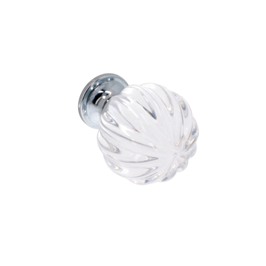 Bouton pour meubles en zamac et cristal Diamètre 45mm chrome poli Lot de 6 - Gris / argent, Zamak
