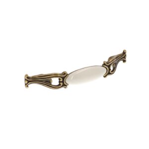 Poignée pour meubles en zamac et Porcelaine Entraxe 96mm Florence antique Lot de 25 – Marron, Zamak