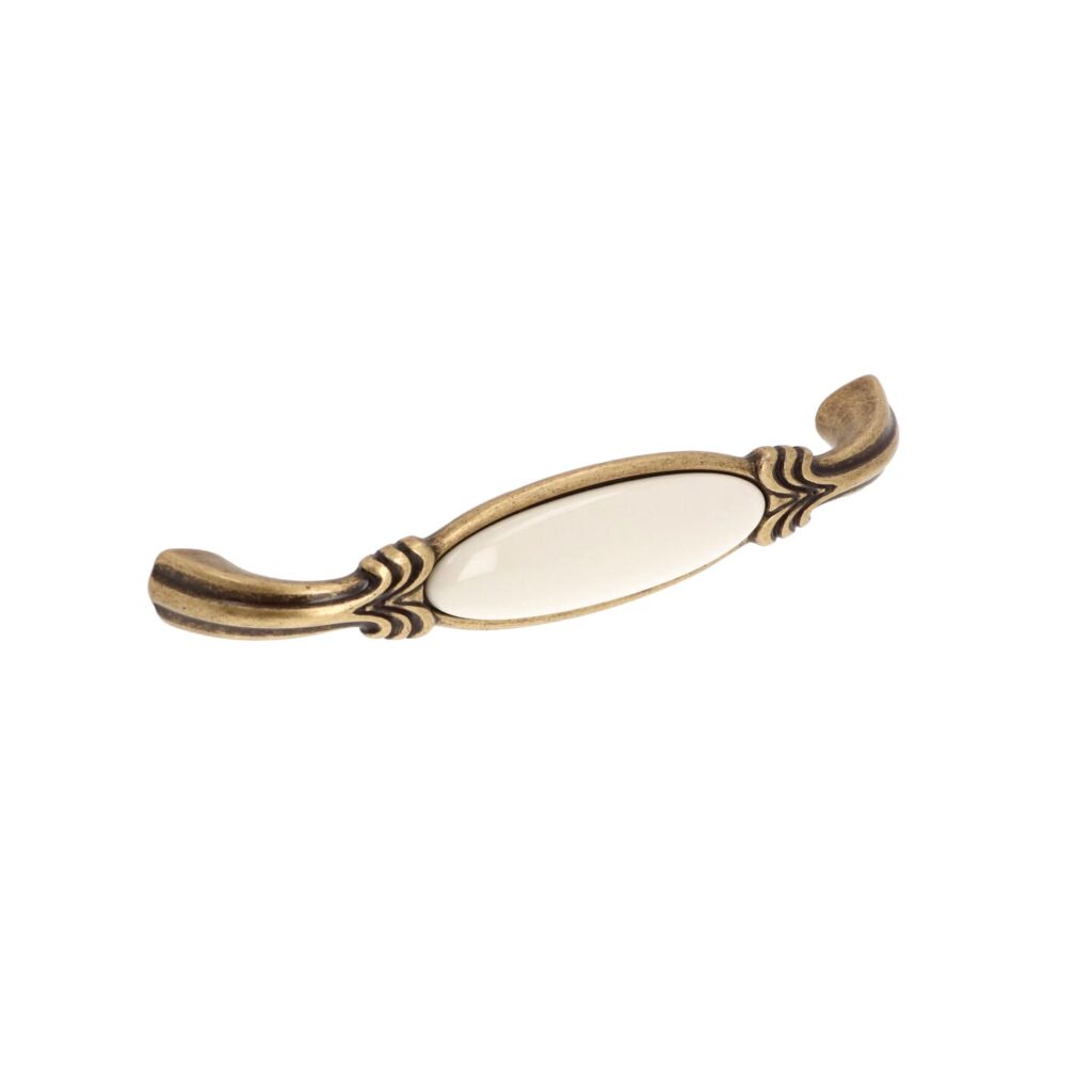 Poignée pour meubles en zamac et Porcelaine Entraxe 128mm Florence antique - Marron, Zamak