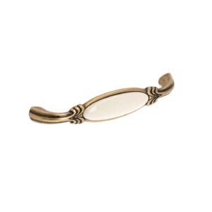 Poignée pour meubles en zamac et Porcelaine Entraxe 128mm Florence antique - Marron, Zamak