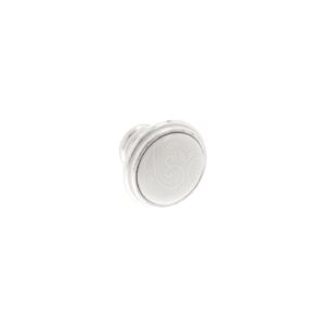 Bouton pour meubles en zamac et Porcelaine Diamètre 35mm Venise argenté – Blanc, Zamak