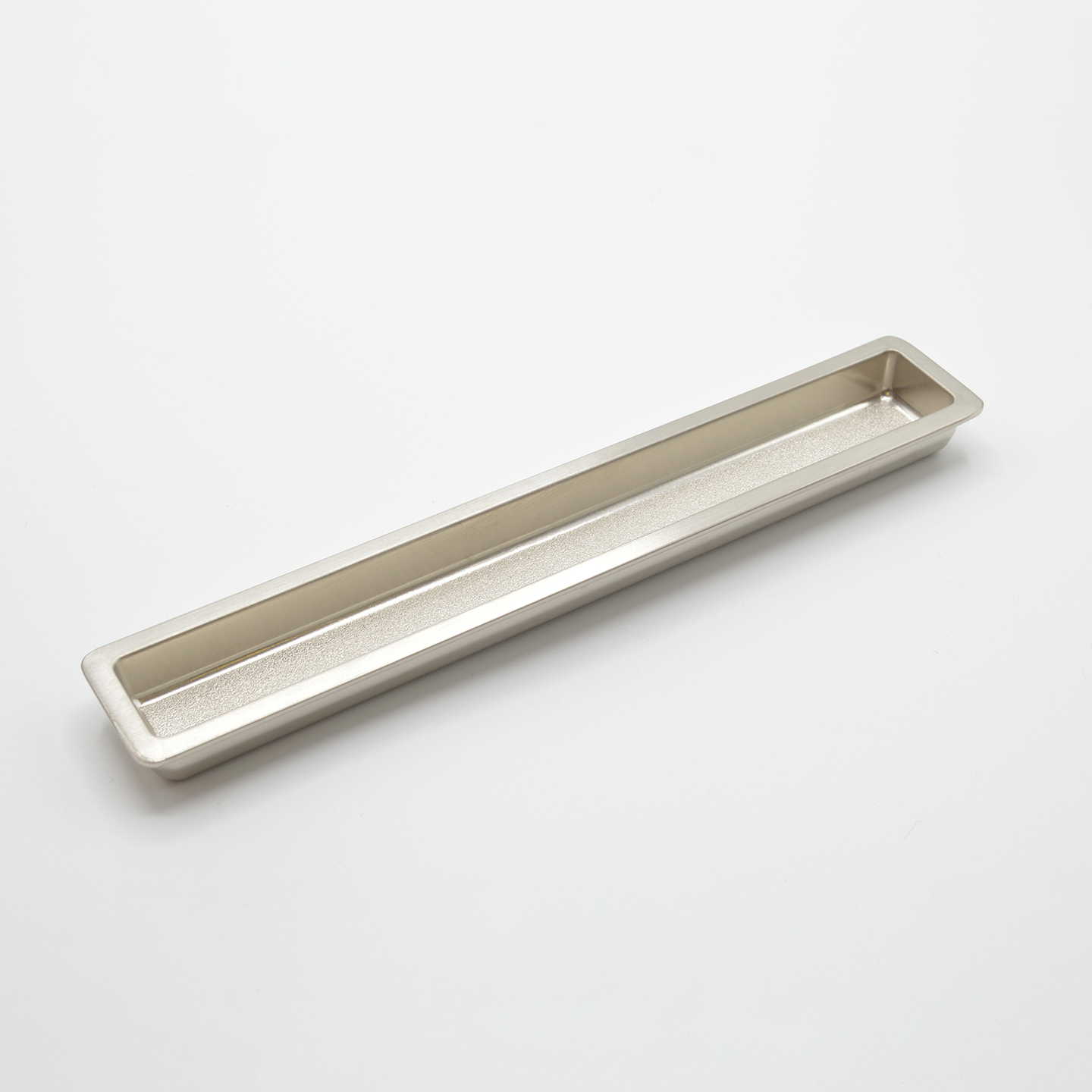 Poignée cuvette rectangulaire de meuble en zamac 240X25 mm NICKELÉ BROSSÉ - Gris / argent, Zamak - imagine 2